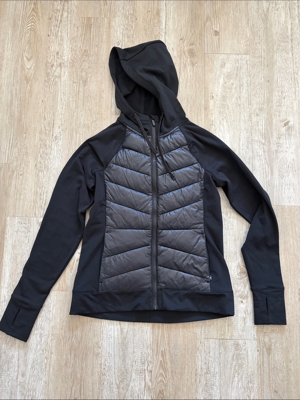 Lou & Grey Black Quilted Hoodie Jacket - Women's Lightweight Zip Front
